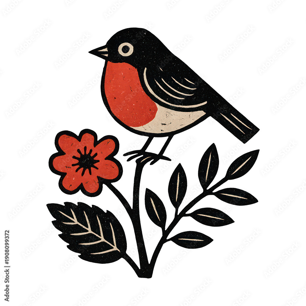 Fototapeta premium PNG Charming bird perched on flower.