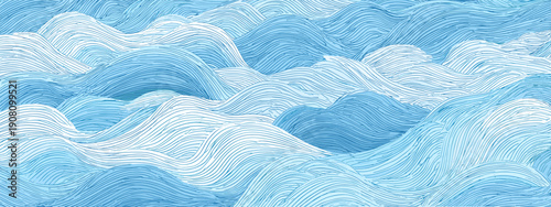 blue waves texture vector illustration japanese style illustration od sea , ocean , water 