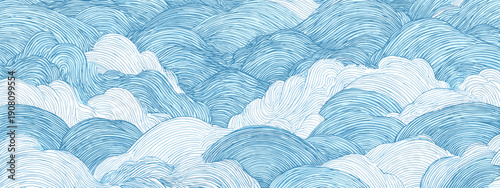 blue waves texture vector illustration japanese style illustration od sea , ocean , water 