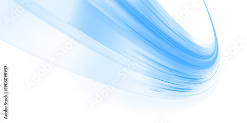 Neon laser blue speed lines move along city road and highway traffic. Light motion wave forms an energy trail with smooth futuristic flow. Cool air surrounds the scene. PNG vector.