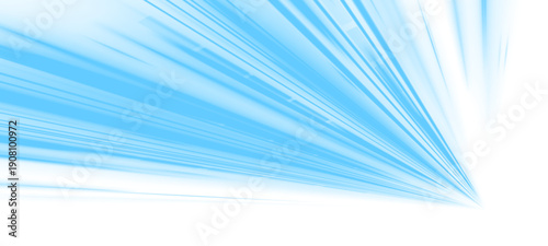 Futuristic neon laser blue lines stream through city highway road traffic. Light motion wave forms energy trail and clear glowing direction. Winter air shapes atmosphere. PNG vector.