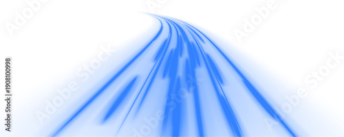 Neon laser blue speed motion lines travel across city road highway traffic. Light wave energy trail builds futuristic direction and glowing movement. Liquid flow inspires form. PNG vector.