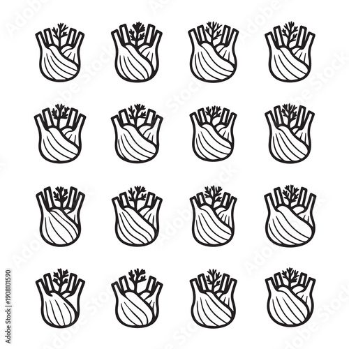 Fennel Bulb Pattern Icon Vector Vegetable Food Ingredient Graphic