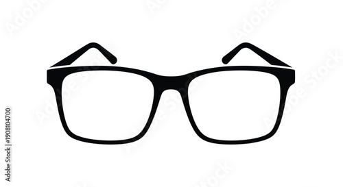A simple black silhouette of a pair of classic eyeglasses
