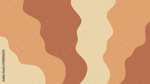 Abstract boho background with organic fluid shapes in earth tones in terracotta, brown and cream. Minimalist wavy background.
