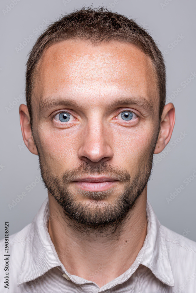 Obraz premium Polish Male photo ID portrait with neutral expression and professional appearance