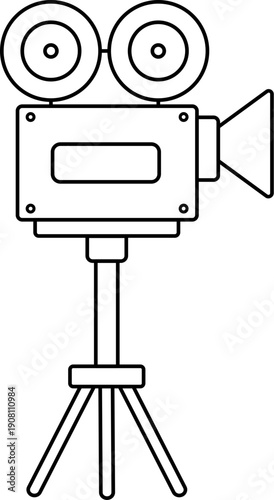 Movie Camera on Tripod Minimalist Line Icon