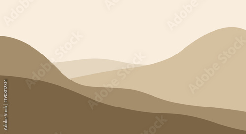 Brown Hills Landscape Illustration Minimalist Design.