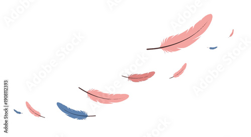 Colorful Feathers Falling Through the Air.