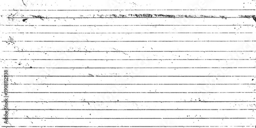 Grungy horizontal lined paper texture with scattered black ink splatters and dust particles grunge