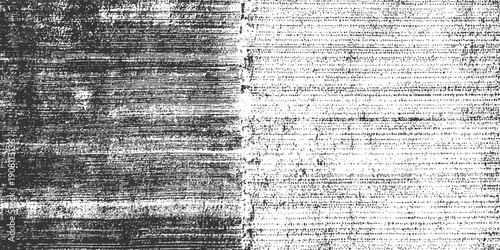 Black and white textured background with horizontal lines and dense text pattern