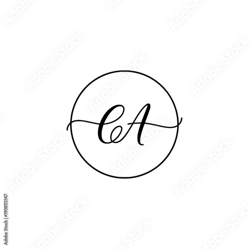 Minimalist Script Monogram CA Elegant Wedding Logo