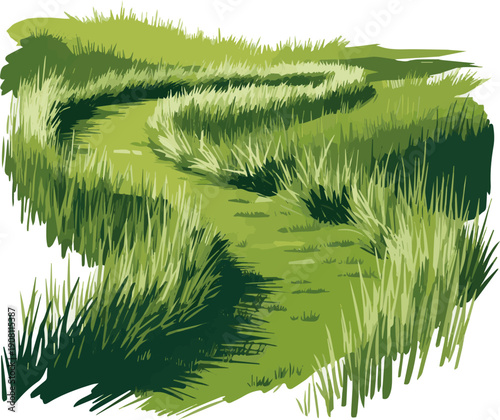 Isolated a kinds of deferent realistic Green Grass path vector art with white background.