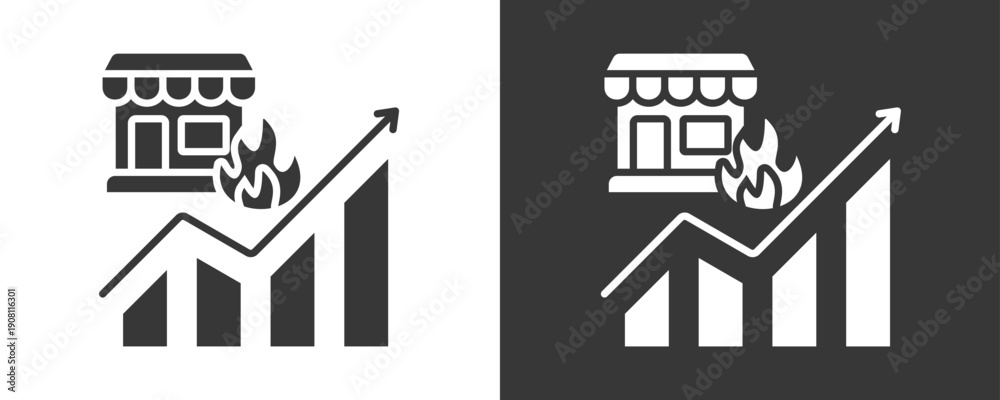 Fototapeta premium Market Trend Icon Set Vector Collection Isolated In Black And White