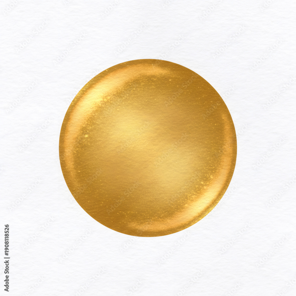 Obraz premium Golden circle with glitter on white paper texture. Festive holiday element or abstract background banner design.
