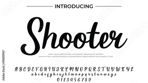 Shooter Font Stylish brush painted an uppercase vector letters, alphabet, typeface