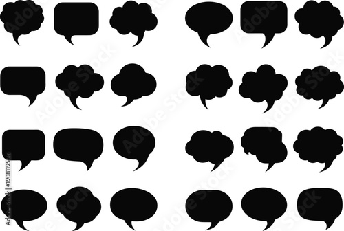 Collection of black speech bubbles
