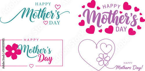 Happy mother's day greeting cards and cliparts for family celebrations