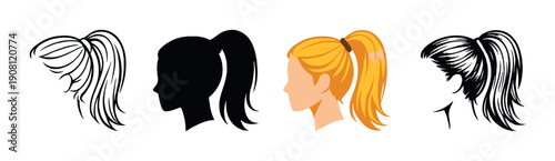 Highlighted female silhouette with glowing blonde ponytail