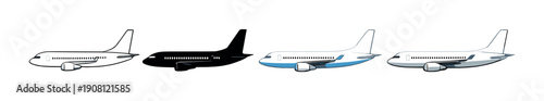 Diverse airplane collection in various colors and designs on gradient background