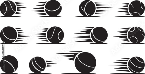 Tennis balls in motion on a white background illustration