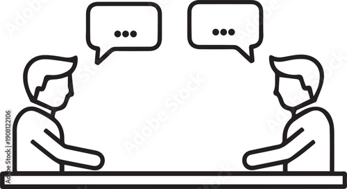 Two people talking line icon representing business meeting discussion dialogue and communication