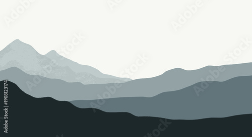 Layered Mountains in Simple Illustration Style.