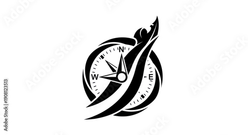 Compass illustration on white background
