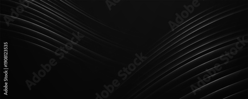 Abstract elegant white fluid waves on solid black background