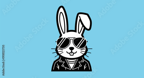 Cool rabbit wearing sunglasses