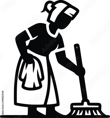 Domestic Cleaning Household Activity Icon Silhouette Home Lifestyle Vector