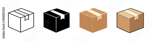 Four stages of package visualization: outline to glowing box progression