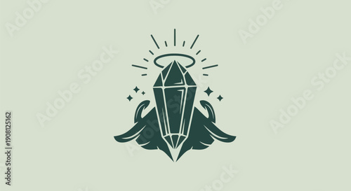 Crystal with wings and halo icon