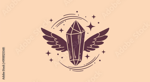 Crystal with wings illustration