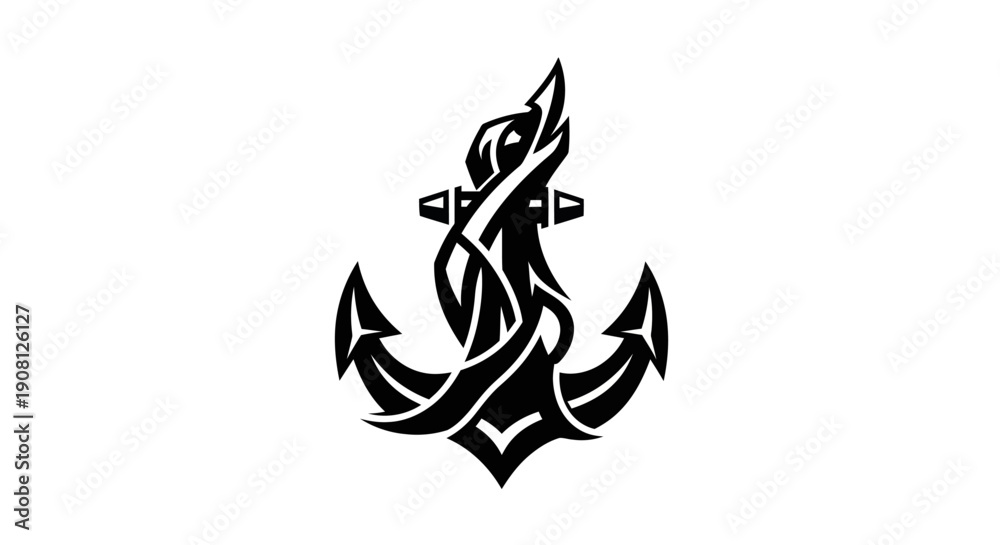 Obraz premium Decorative anchor emblem on white background