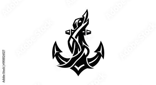 Decorative anchor emblem on white background