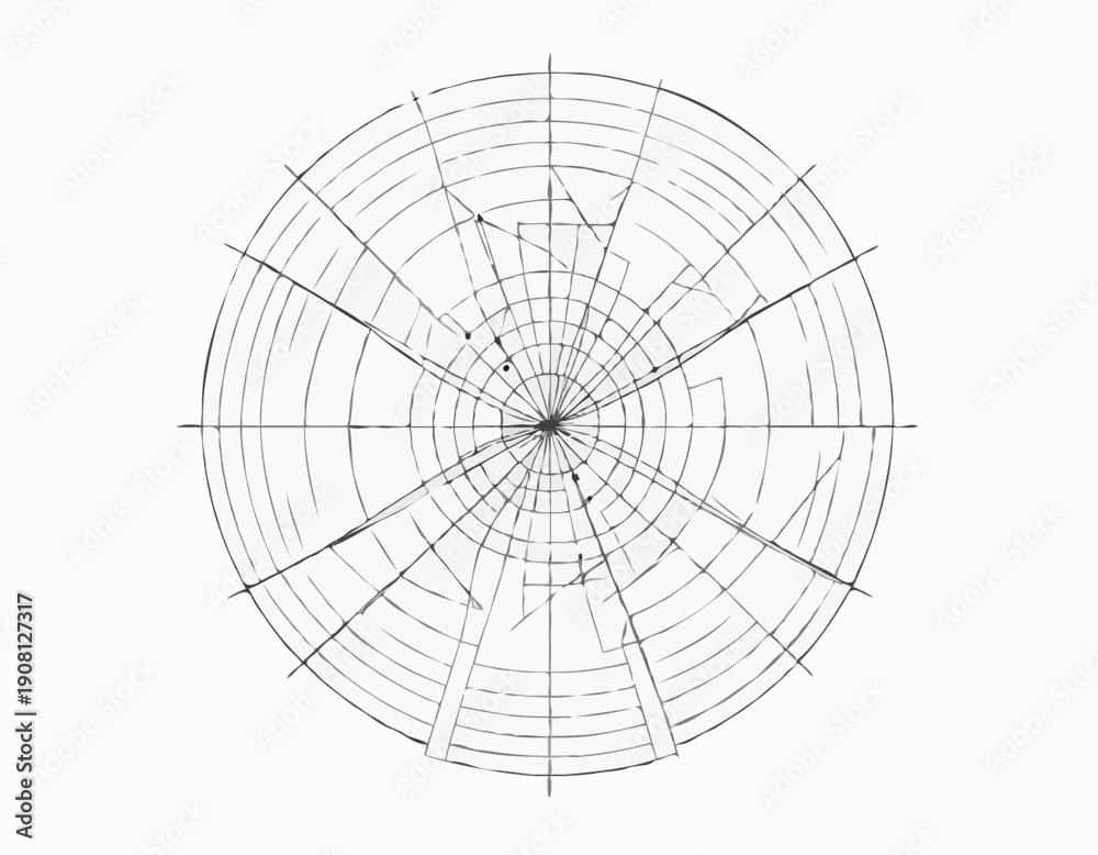 Obraz premium Geometric Line Art Radar Chart Graphic