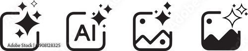 vector illustration of AI image generation icons set - Artificial intelligence, Generative AI logo icon sparkle symbol. showing generate, edit, photo