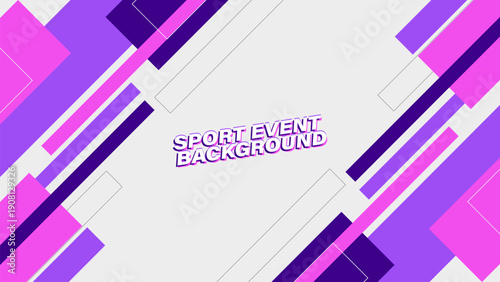Abstract sports-themed background with pink and purple square shapes. Design for posters, banners, websites, presentations, and advertisements.