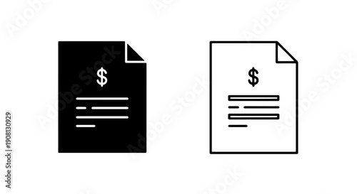 Financial Document Icon with Dollar Sign, Invoice Vector Art