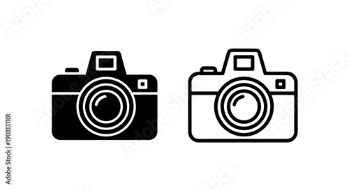 Camera icon set, photography symbol, DSLR and vintage camera