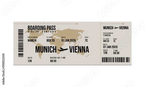 Boarding Pass for Munich to Vienna Flight with Passenger Details