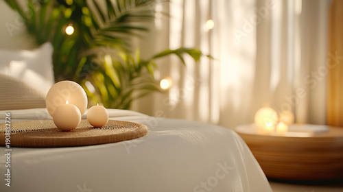 Relaxing spa setting featuring soothing candles and soft lighting, creating tranquil atmosphere for premium massage treatments