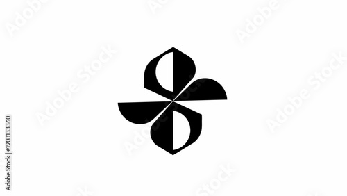 Abstract Black and White Geometric Symbol, Symmetry, Yin Yang Inspired