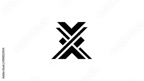 Abstract Geometric Black Symbol on White Background