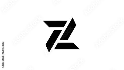 Abstract Geometric Logo Design, Modern Black Letter Z Symbol, Minimalist Graphic Element
