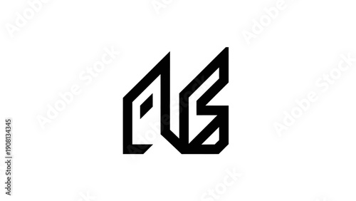 Abstract Geometric Logo Design, Modern Monogram AB, Minimalist Black and White Lettermark