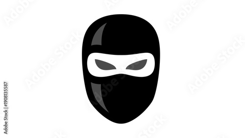 Black Ninja Mask Icon, Stealth, Mystery, Anonymous Face, Security Symbol
