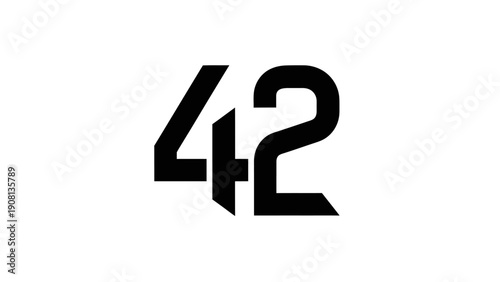 Bold Black Number 42 Graphic Design on White Background