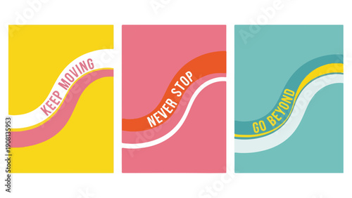 Vintage road signs vector set with keep moving, never stop, go ahead